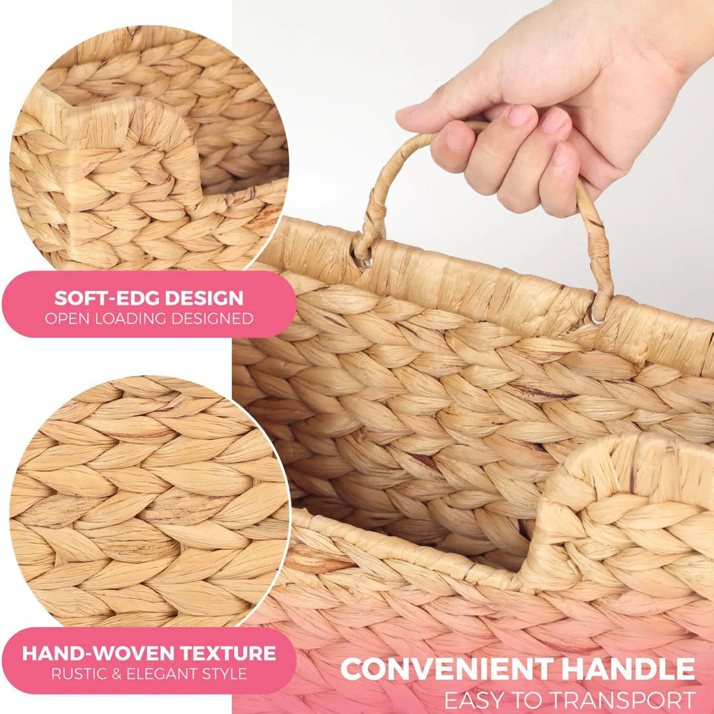 Woven Straw Magazine Wall Basket for Entryway, Bath & Desk