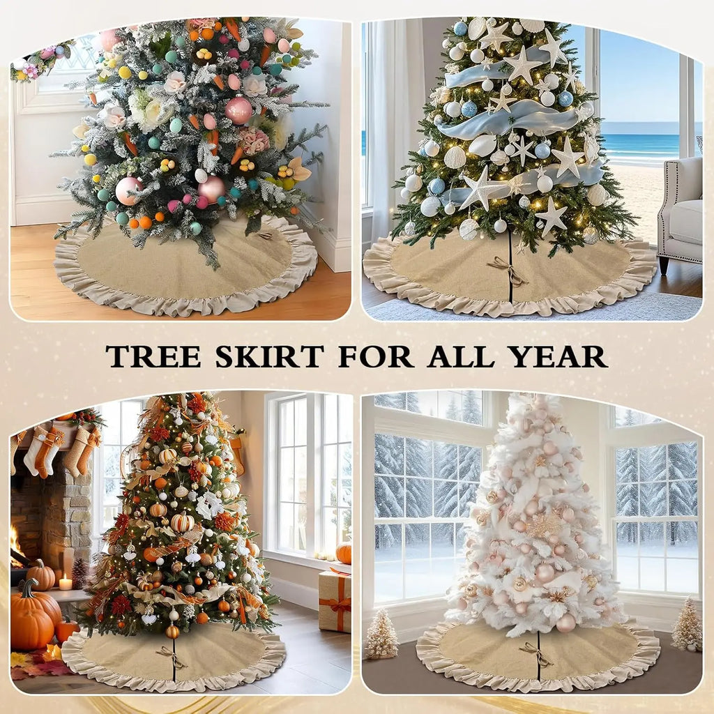 Harbor Ruffle-Edge Burlap Christmas Tree Skirt