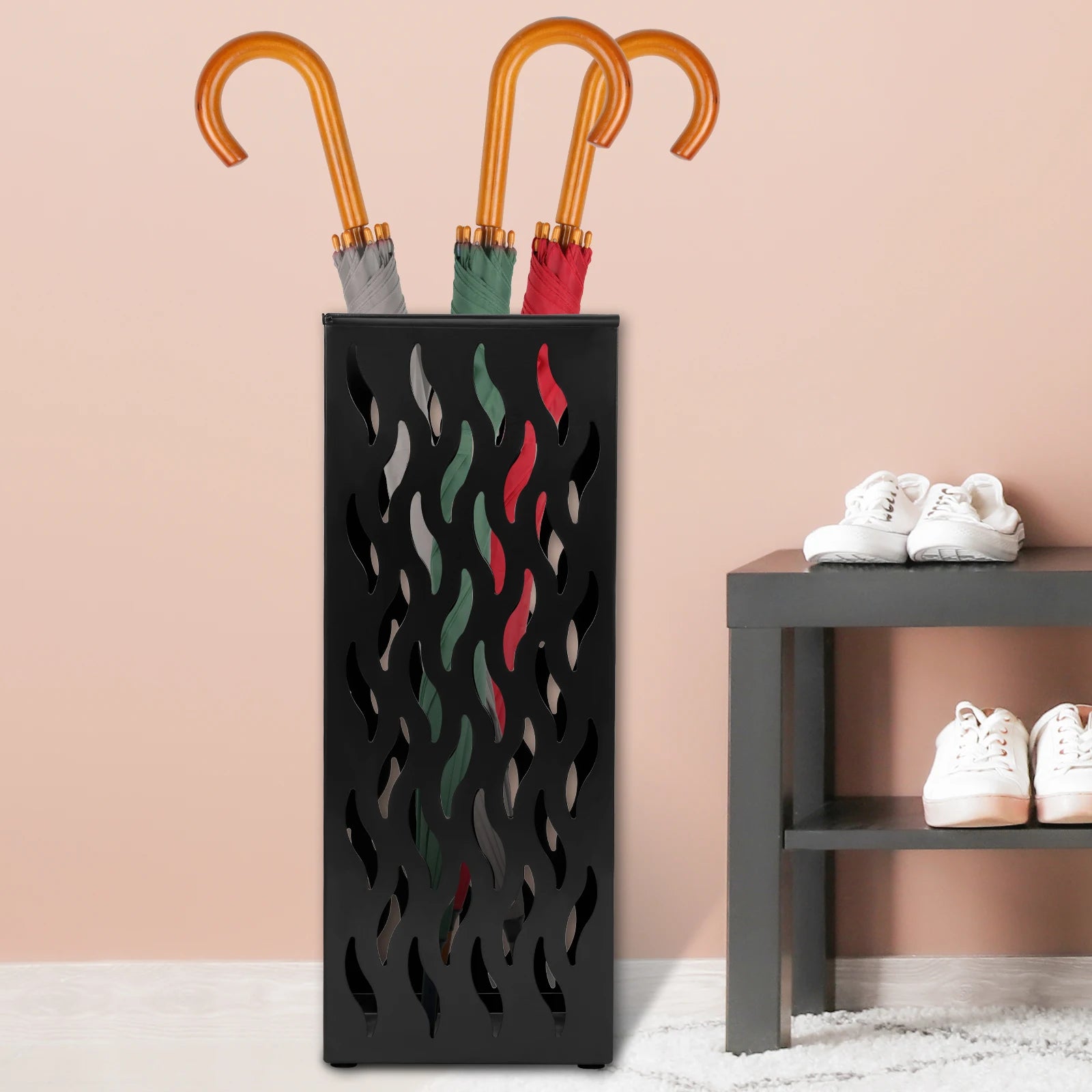 Rectangular Metal Umbrella Stand for Entryway