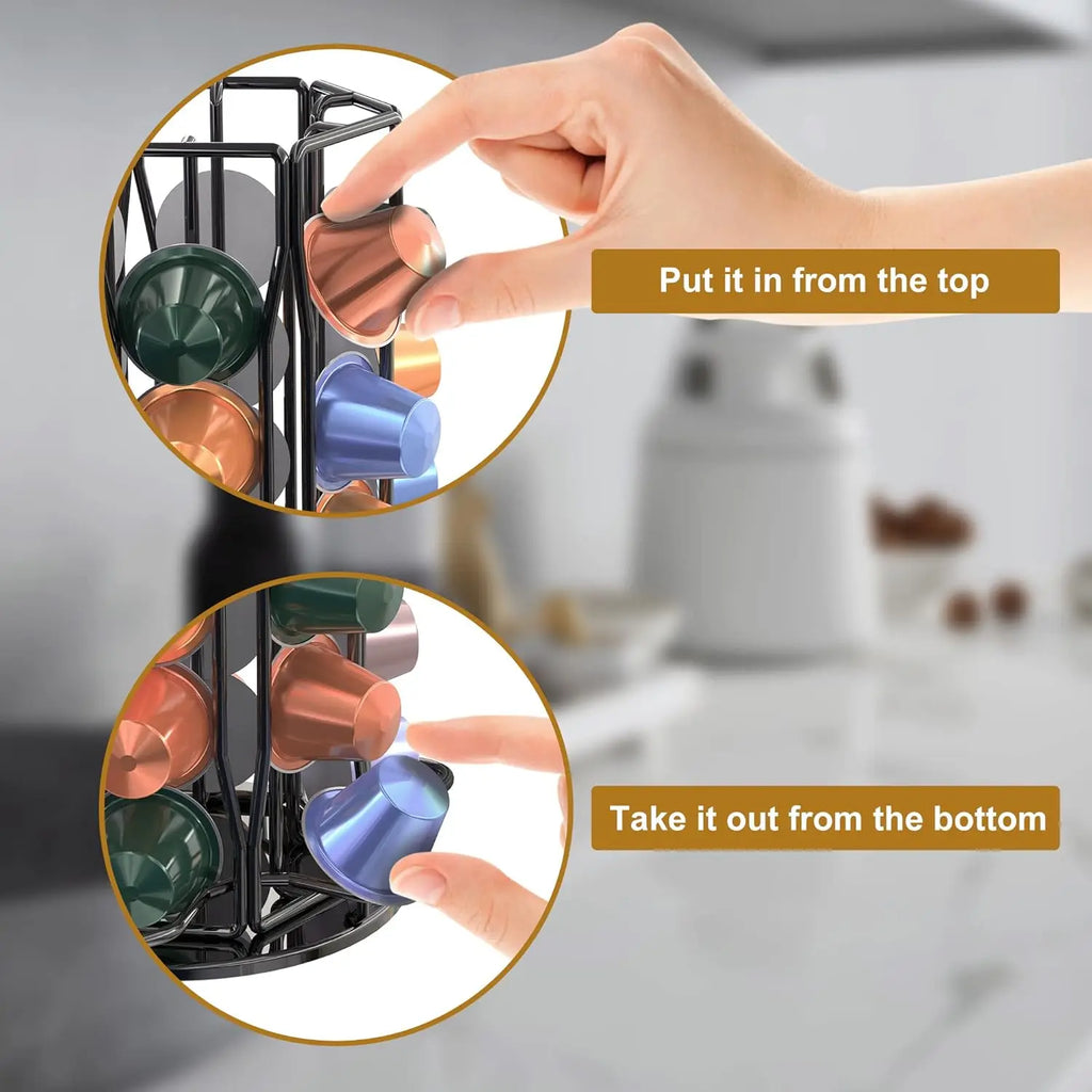 Rotating Coffee Pod Holder for Nespresso OriginalLine – Countertop Organizer