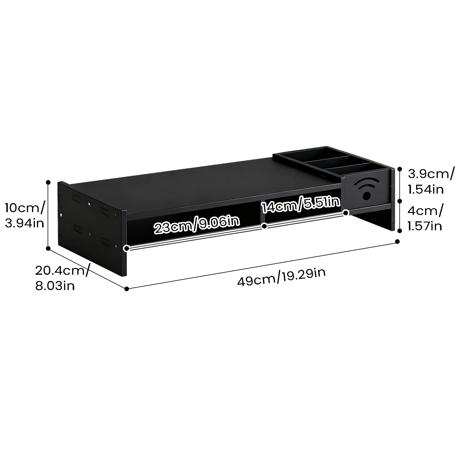 Three-Tier Desk Organizer Shelf with Monitor Riser and Storage Compartments