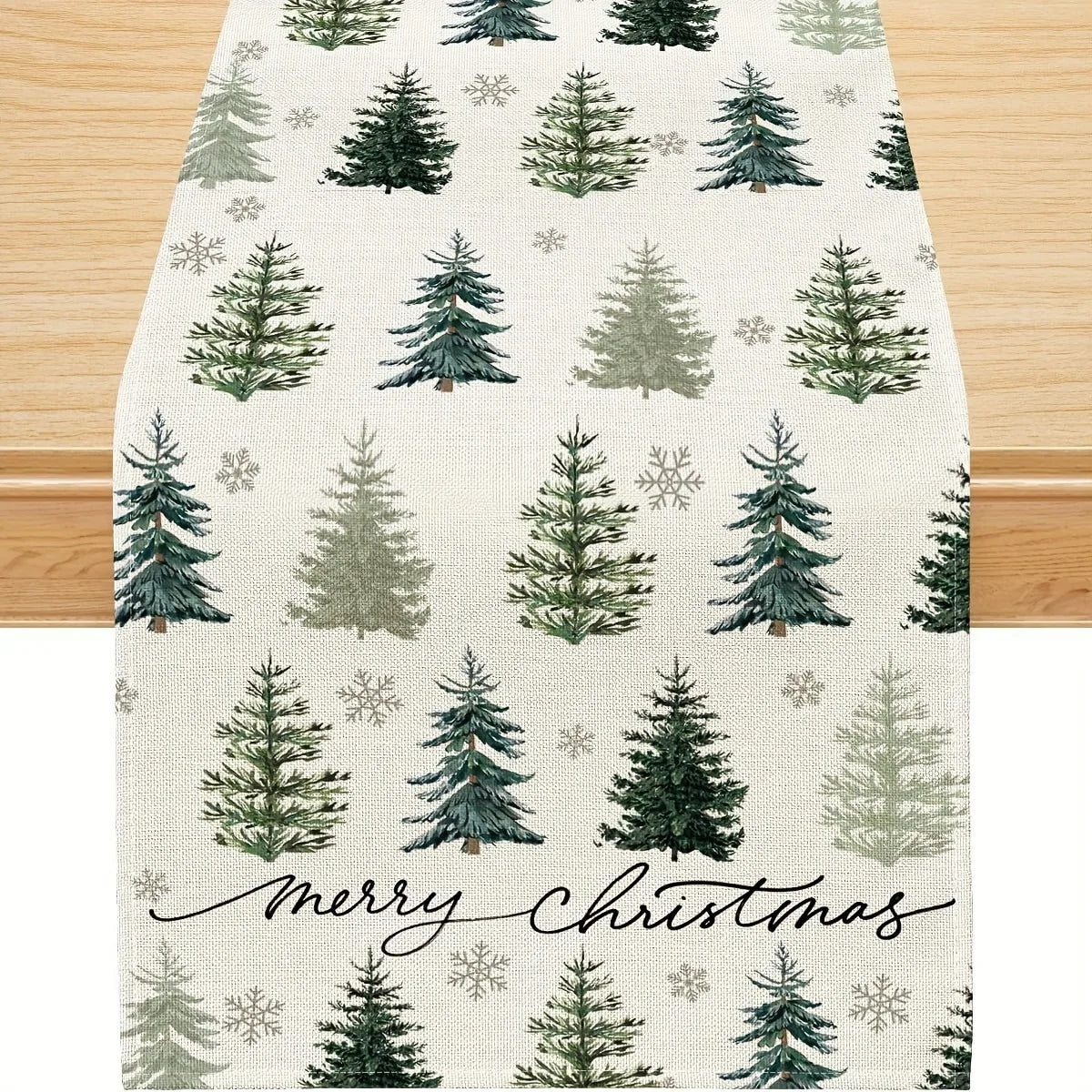 Evergreen Holiday Table Runner – Festive Christmas Tree Design, 72"