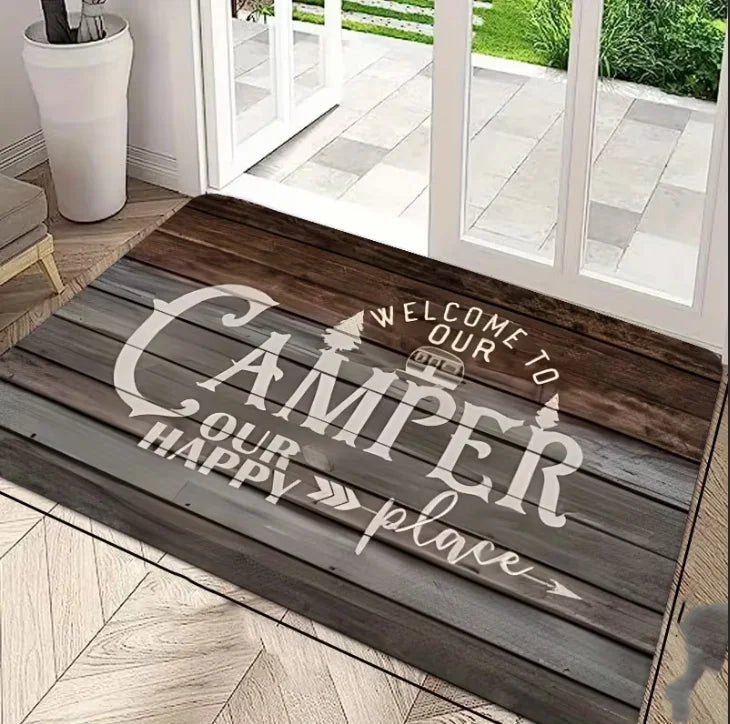 Camp-Inspired RV Door Mat with Non-Slip Backing
