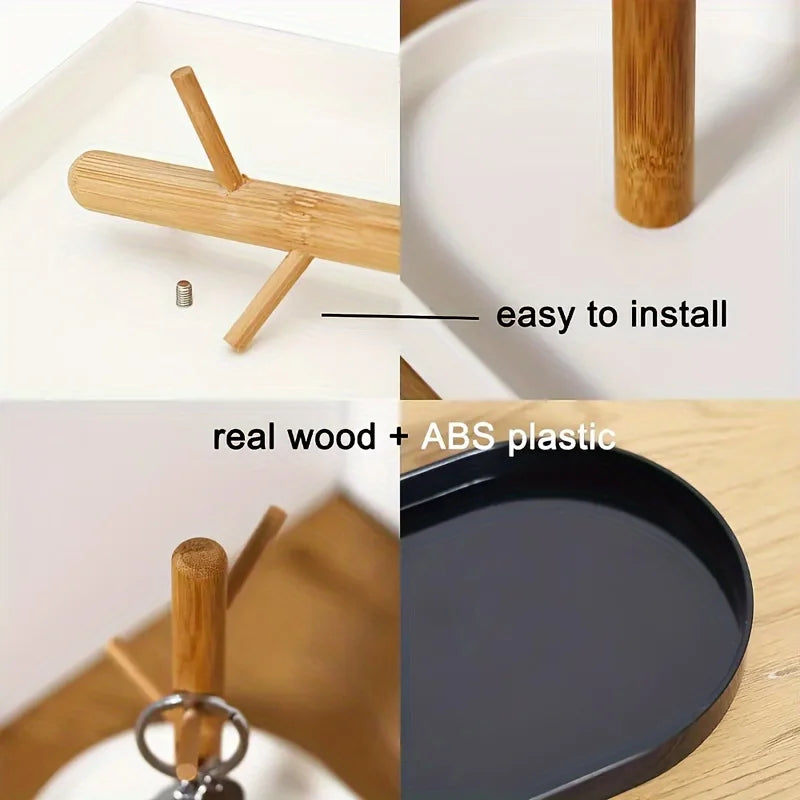 Entryway Key and Jewelry Tray with Wooden Tree Organizer