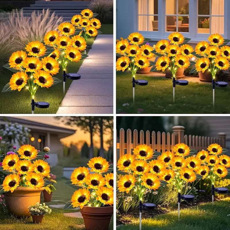 Sunlit Pathway Solar Sunflower Garden Lights with Waterproof LED Flower Stakes for Outdoor Lawn & Patio Decor