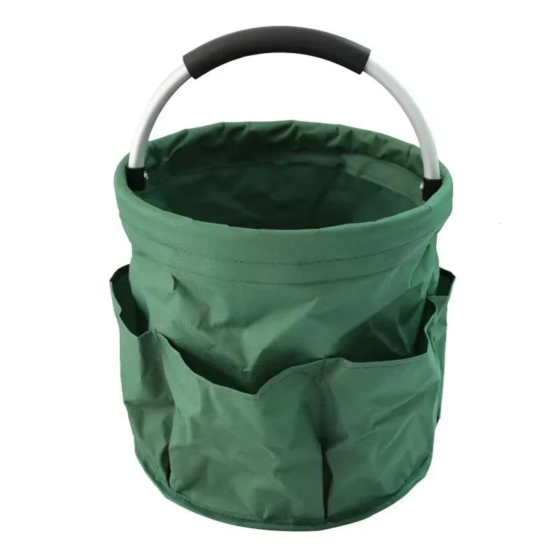 17L Foldable Cleaning Caddy with Handle & Exterior Pockets for Home, Laundry, Car, or Tools