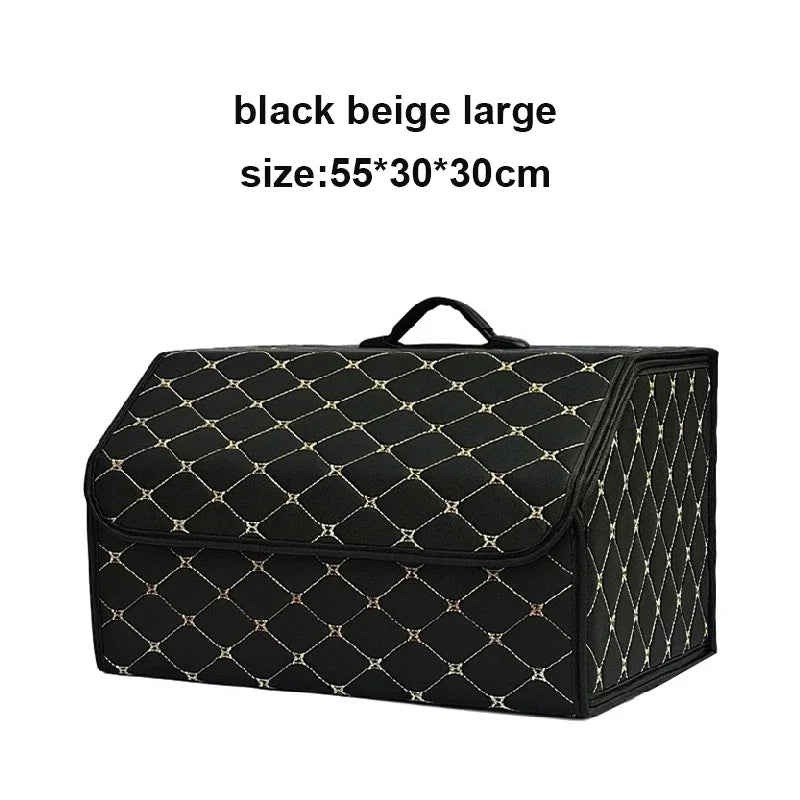 Quilted Folding Car Trunk Organizer with Handle