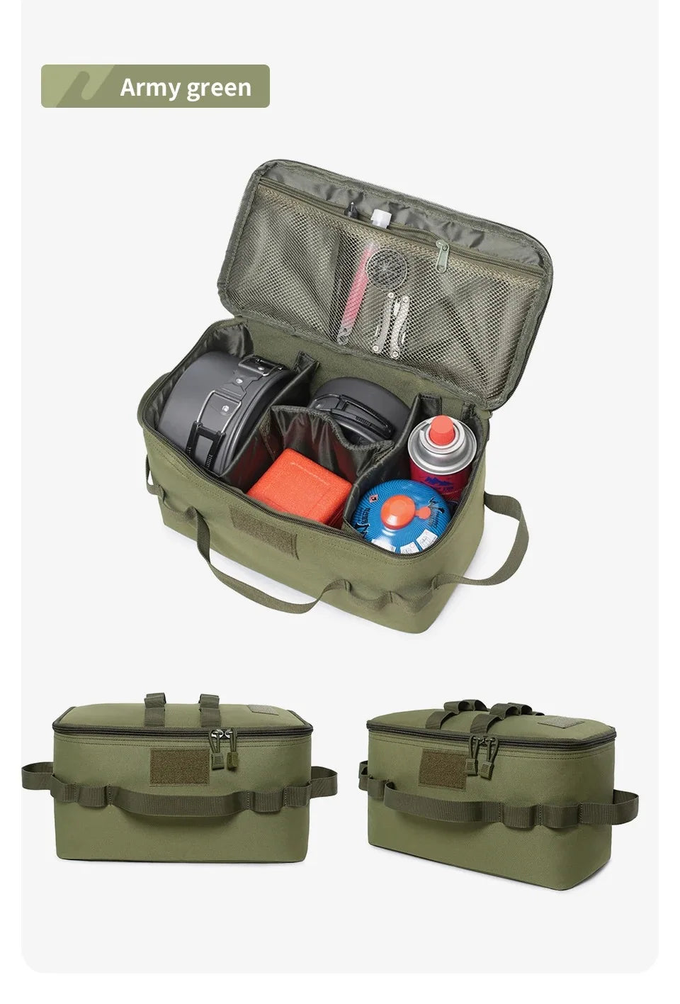 Outdoor Gear Organizer Bag, 600D Polyester, Army Green, Black, Khaki