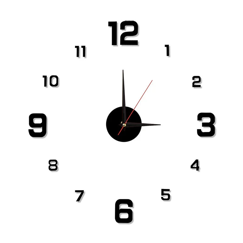 Frameless 3D Modern Wall Clock Sticker, 40cm – Acrylic, Customizable Layout