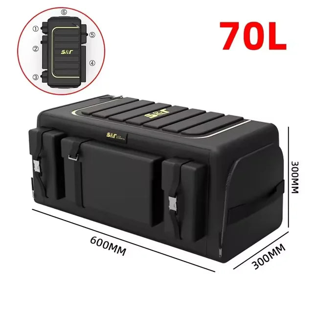 Foldable Oxford Cloth Car Trunk Organizer with Lid – Rectangular 70L, 50L, or 40L Storage Box for Vehicles, Camping, and Home