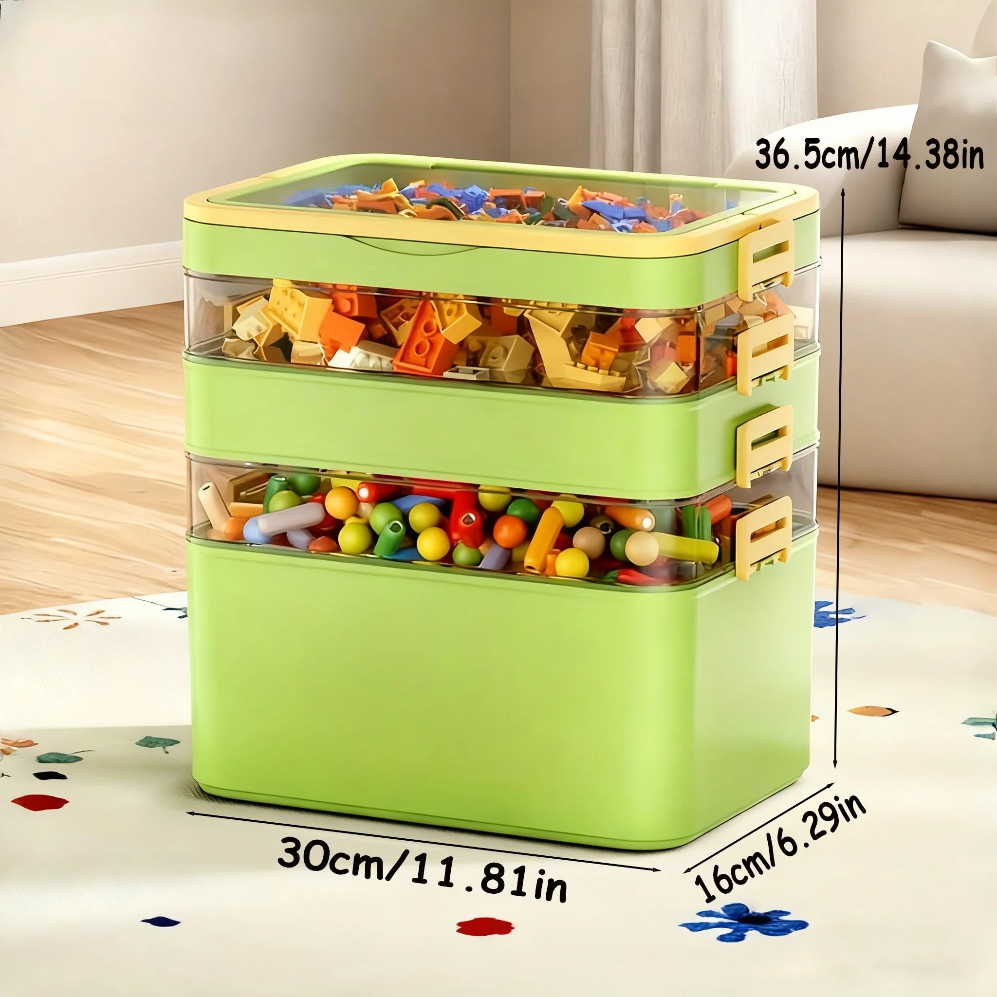 Stackable Multi-Layer Storage Box with Handle for Toys & Home Organization