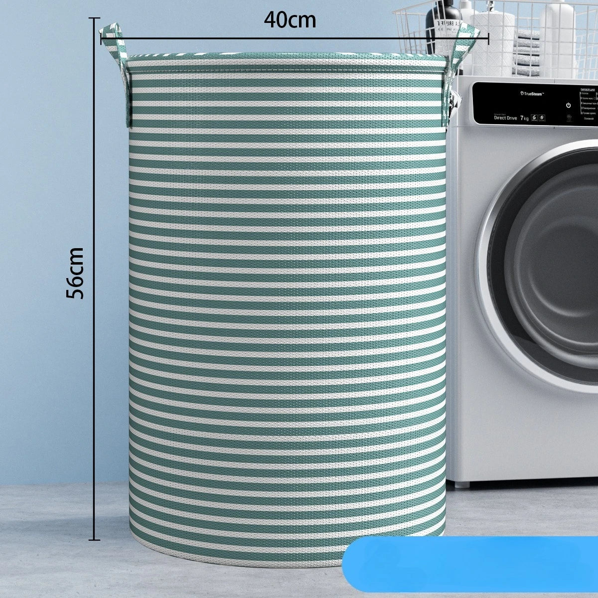 Foldable Striped Laundry Basket with Handles – Multi-Use Storage Bin