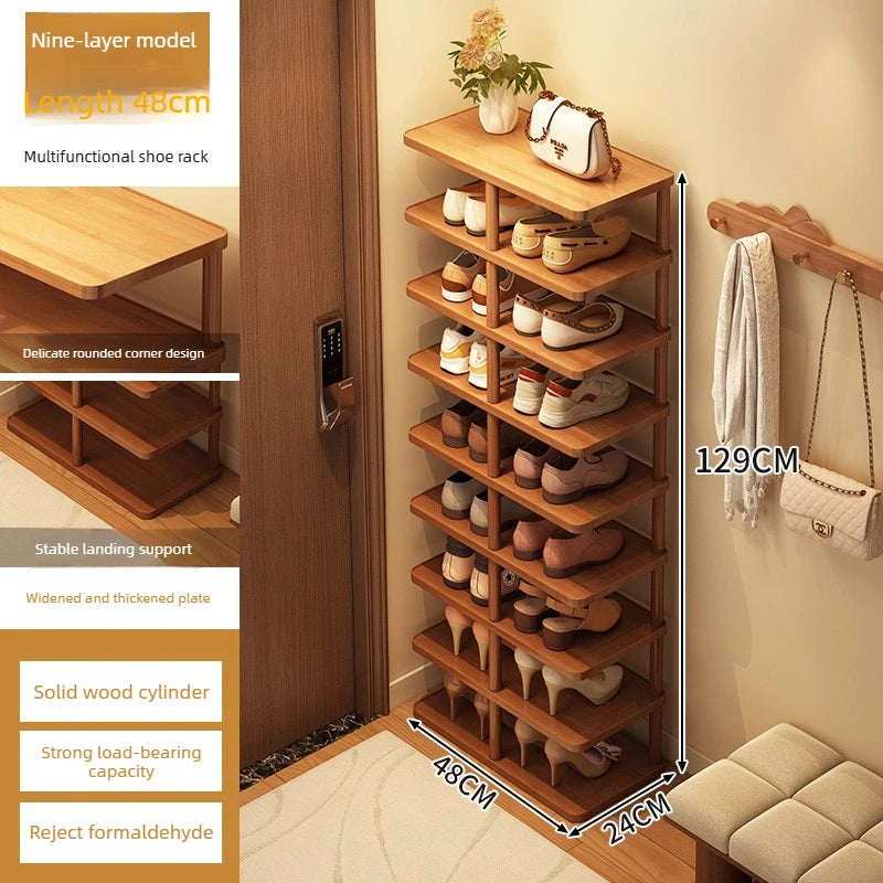 Bamboo Narrow Shoe Rack for Entryway or Small Space