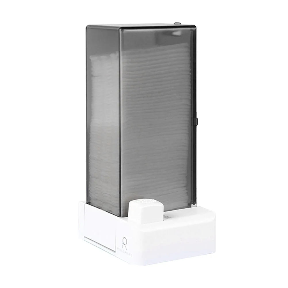 Automatic Cotton Pad Dispenser for Bathroom or Vanity, Semi-Transparent PC, Wall-Mountable, Pink or Grey