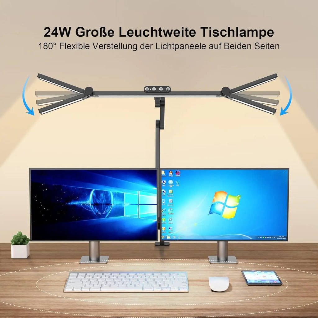 Ultra-Bright LED Clamp Desk Lamp with Rotating Arms for Home Office & Workstations