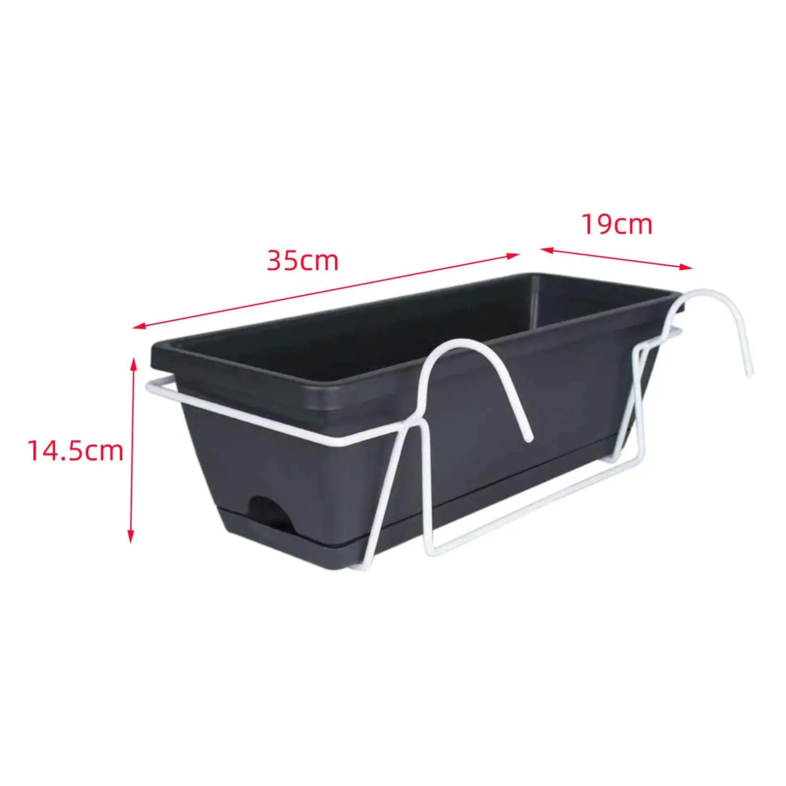 Balcony Railing Planter Box with Drainage Tray and Hanging Rack