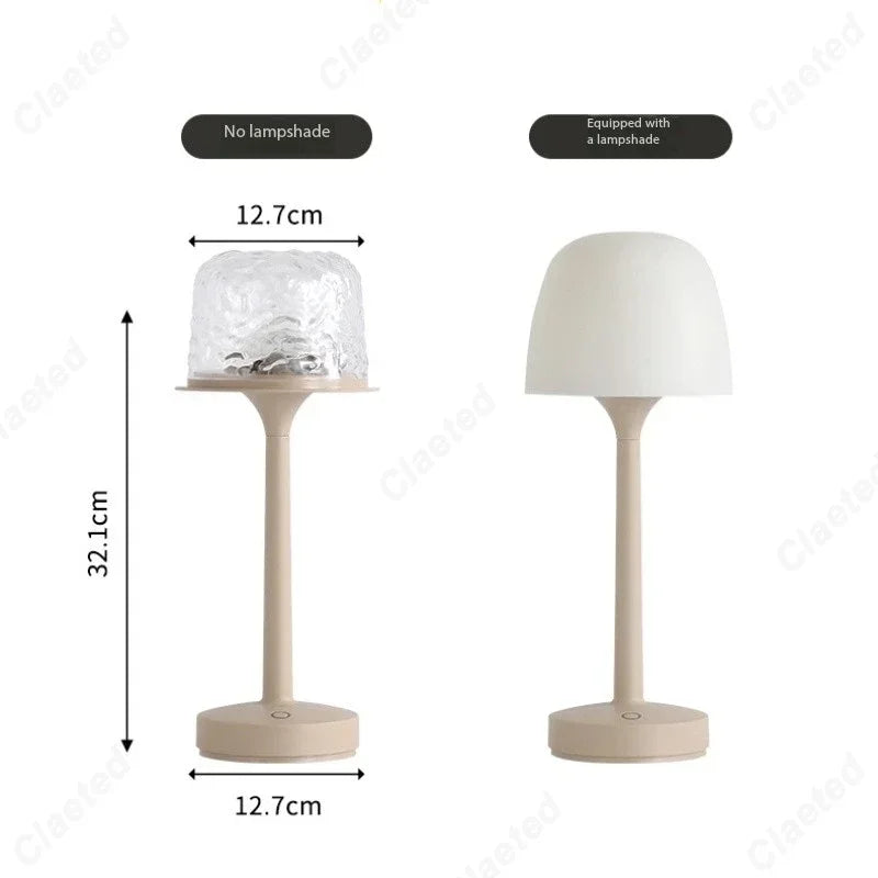 Linden Mushroom Ripple Table Lamp – 16-Color Rechargeable LED with Water Projection for Bedroom or Living Room