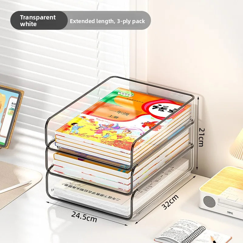 Stackable Clear Desktop Document Tray, A4 Size Metal Organizer