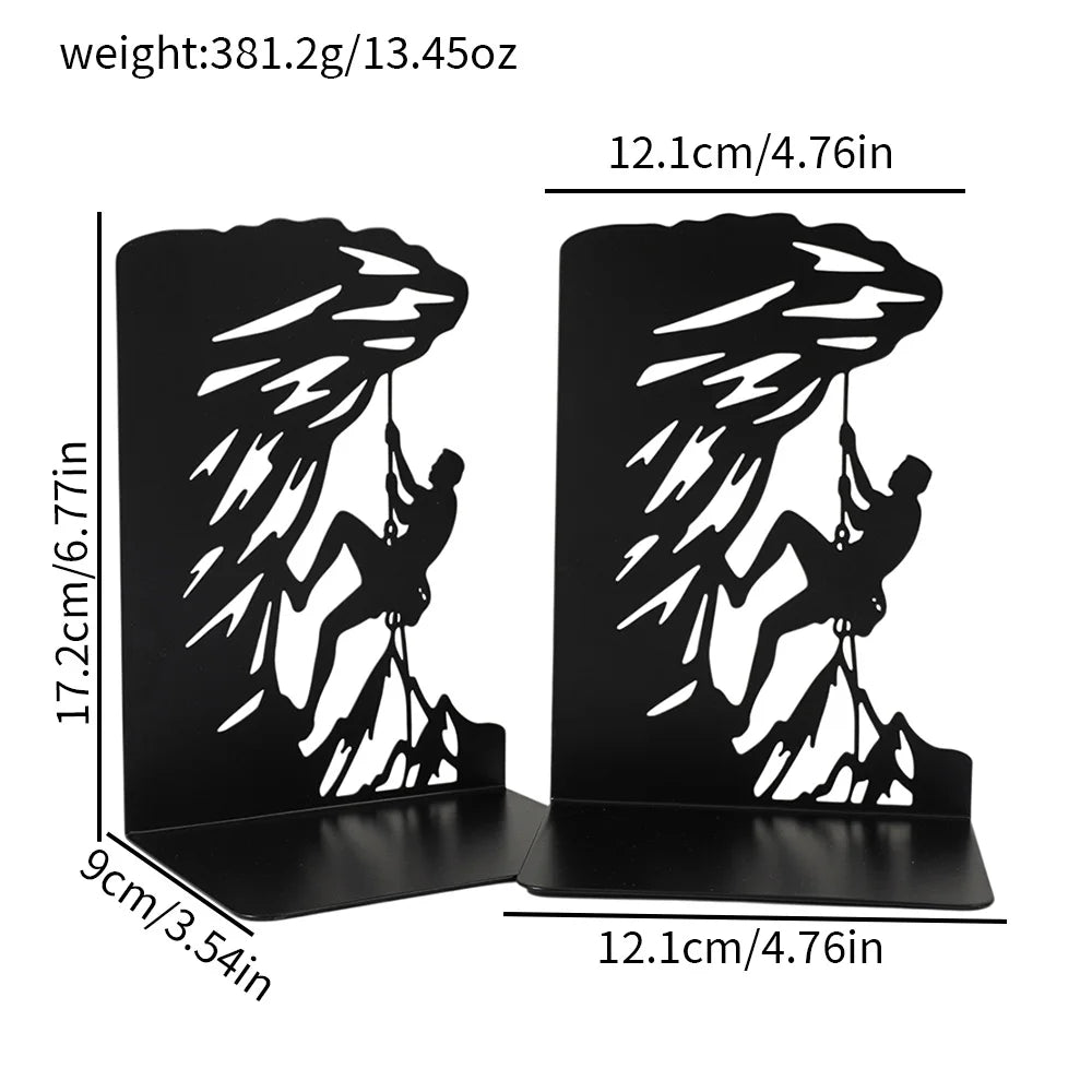 Orla Decorative Matte Black Metal Bookends for Living Room or Home Office Shelves