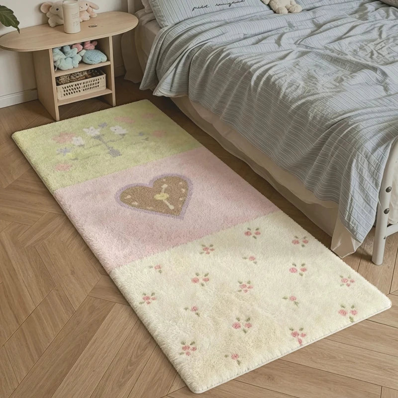 Dottie Patchwork Soft Fluffy Bedside Rug – Cozy Animal Print Bedroom Mat