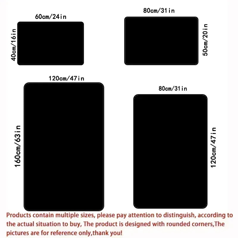 Diagram showing available sizes for the floral rectangular area rug