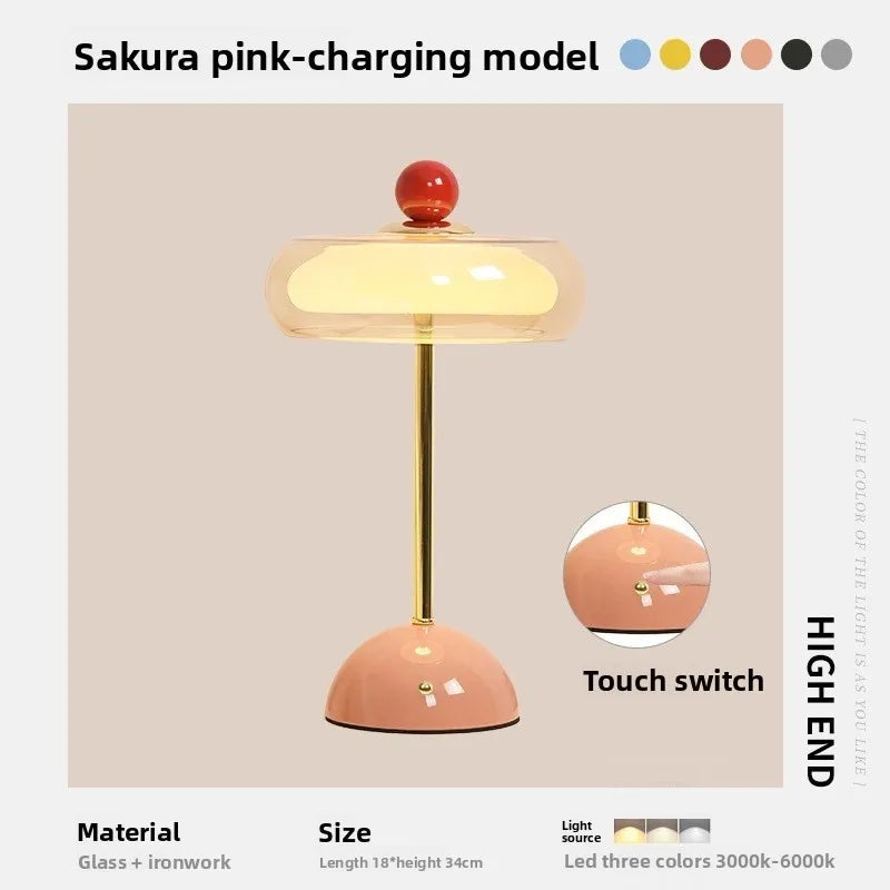 Clementine Rechargeable Mushroom Table Lamp for Bedside & Cozy Home Lighting – Dimmable, Touch-Control, 3 Color Modes