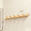 Wall-Mounted Wood and Metal Coat Rack with Hooks for Entryway or Bedroom