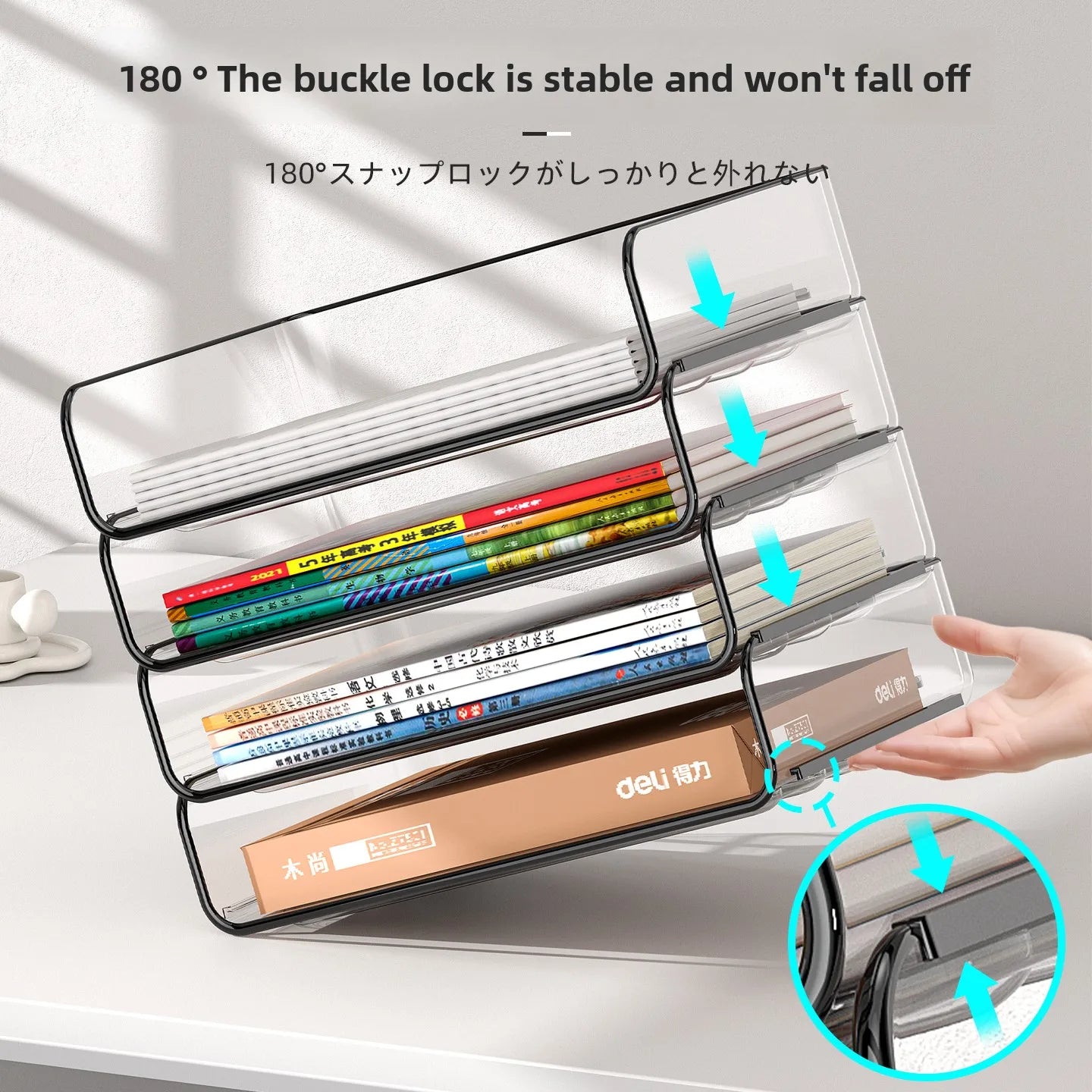 Stackable Clear Desktop Document Tray, A4 Size Metal Organizer