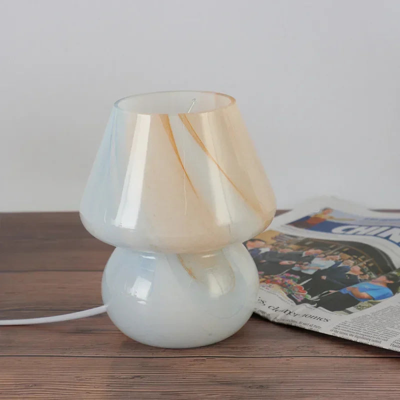 Rowan Glass Mushroom Table Lamp for Bedroom or Bedside
