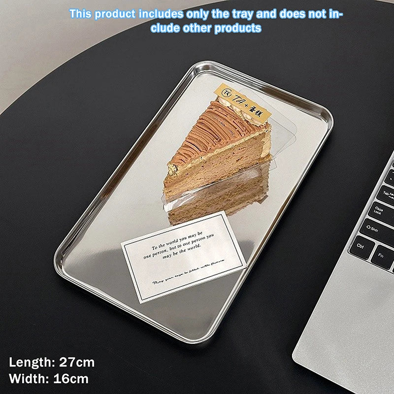 Minimalist Stainless Steel Serving Tray for Snacks, Drinks & Display
