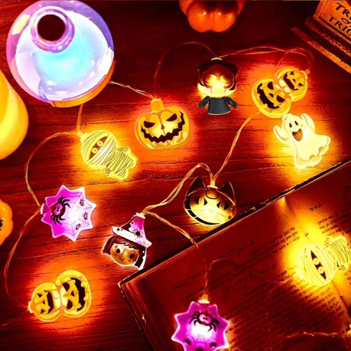 Whimsy Halloween LED String Lights – Battery Operated Indoor Decor