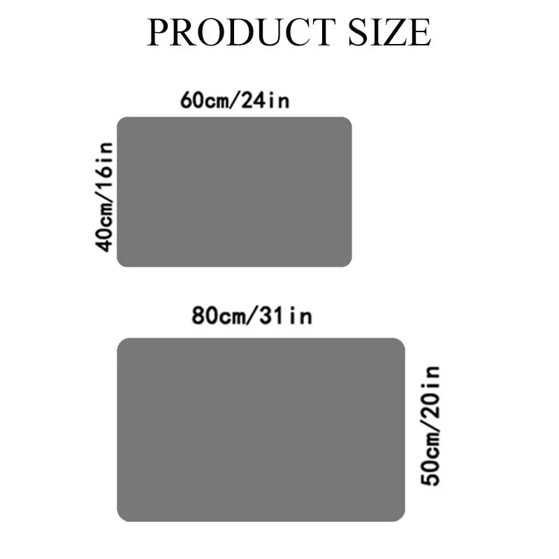 Product size chart for rectangular bathroom mats in 40x60cm and 50x80cm