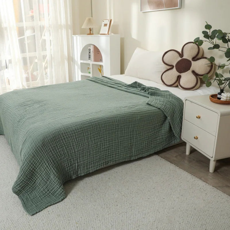 Lightweight 100% Cotton Gauze Bed Blanket – Soft, Breathable Layer for Cozy Bedrooms & Living Rooms