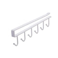 six-hook under-cabinet mug and utensil rack in white finish