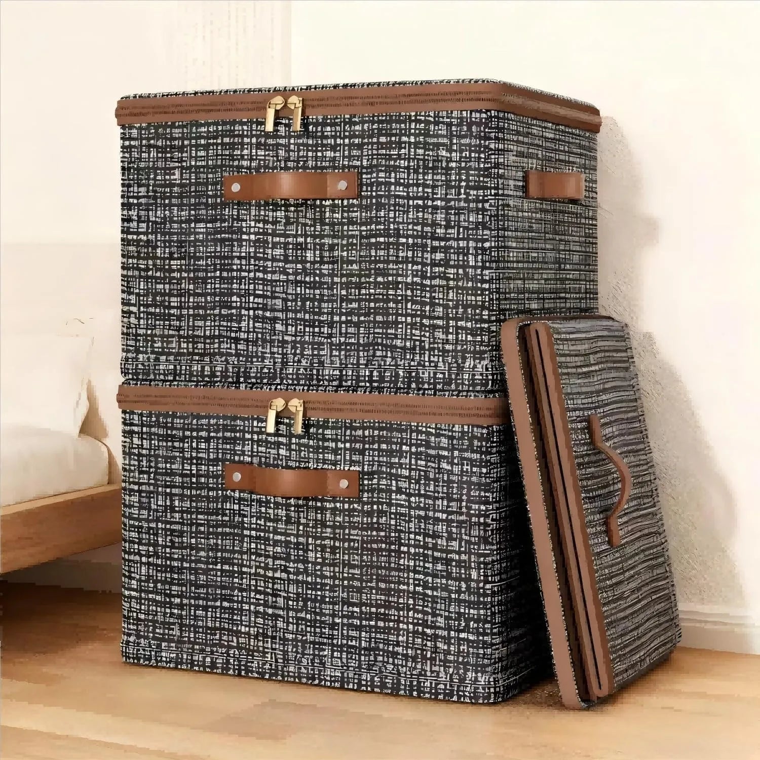 Foldable Fabric Storage Bin with Lid for Closet and Underbed Organization