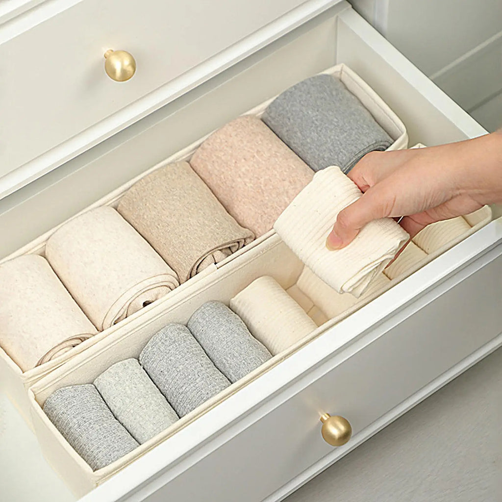 Slim Foldable Fabric Drawer Organizer Bin for Socks & Underwear