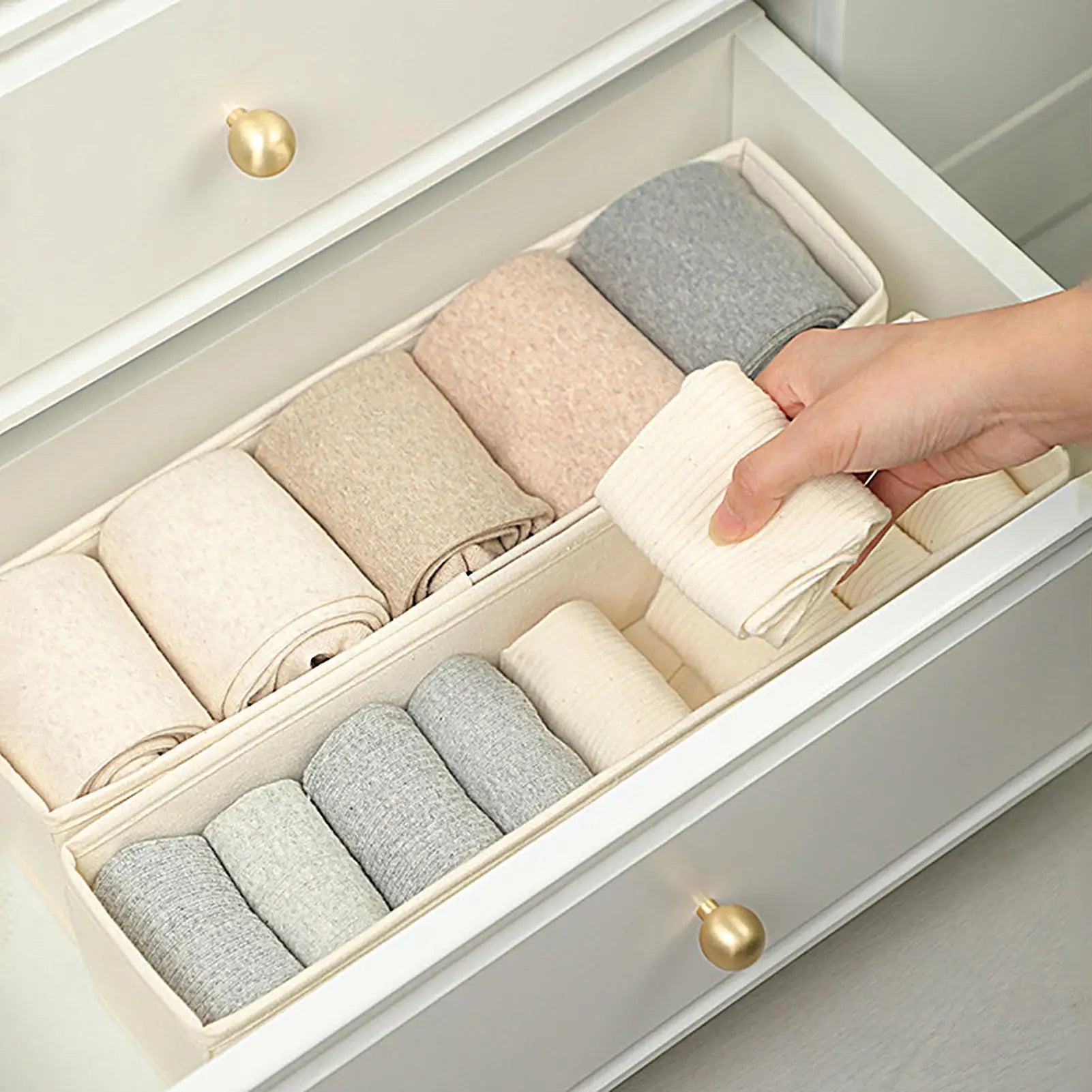 Slim Foldable Fabric Drawer Organizer Bin for Socks & Underwear