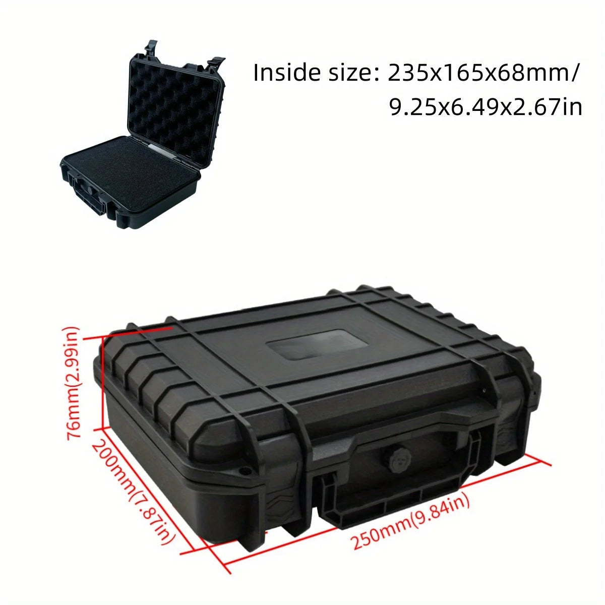 Waterproof Hard-Shell Tool & Electronics Storage Case – 250 x 200 x 76 mm