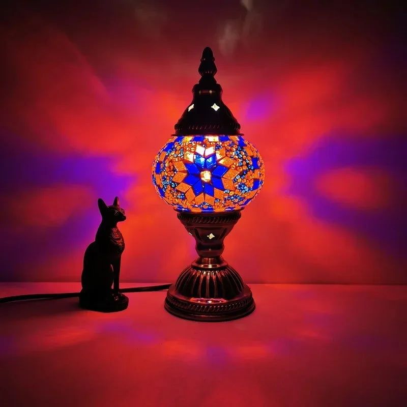 Stained Glass Mosaic Table Lamp for Bedroom or Cozy Nook