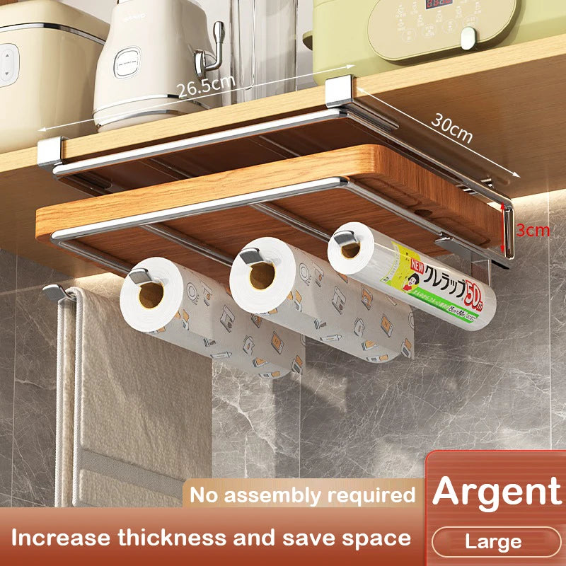 Under Cabinet Metal Organizer Rack with Hooks for Kitchen or Closet