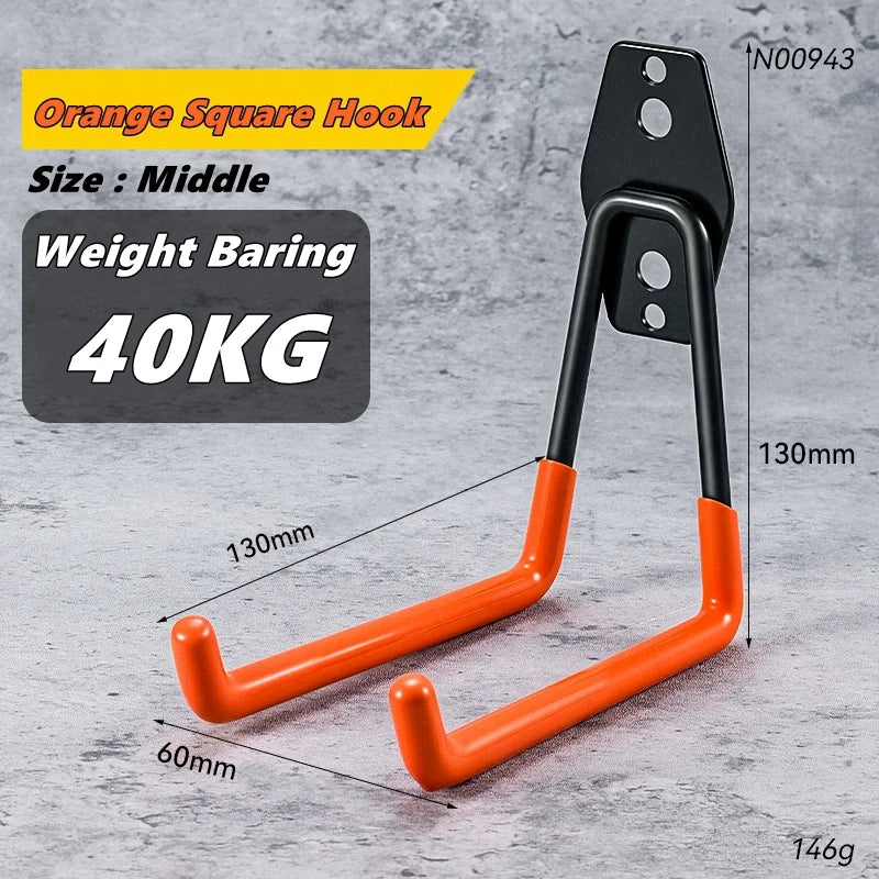 Wall-Mounted Metal Utility Hooks for Garage & Tool Storage