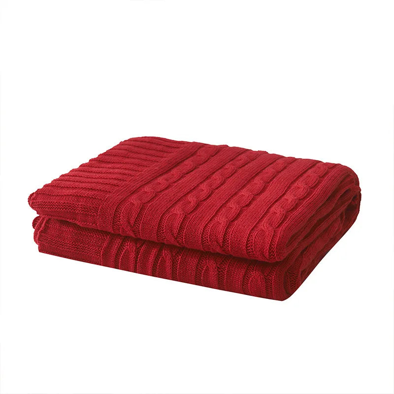 Cable Knit Cotton Throw Blanket – Cozy Decorative Bed & Sofa Blanket