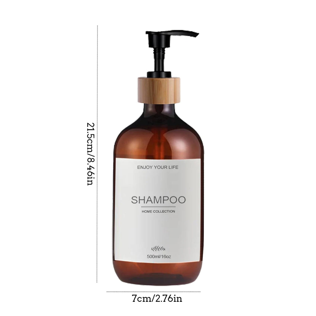 3-Pack 500ml Amber Plastic Shampoo, Conditioner & Body Wash Dispenser Bottles