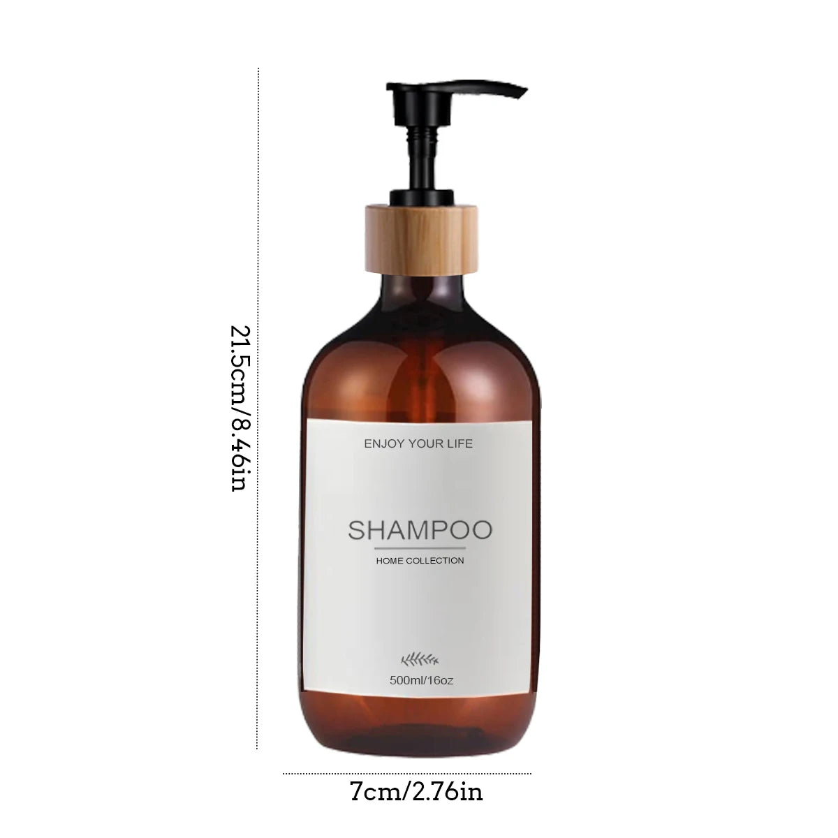 3-Pack 500ml Amber Plastic Shampoo, Conditioner & Body Wash Dispenser Bottles