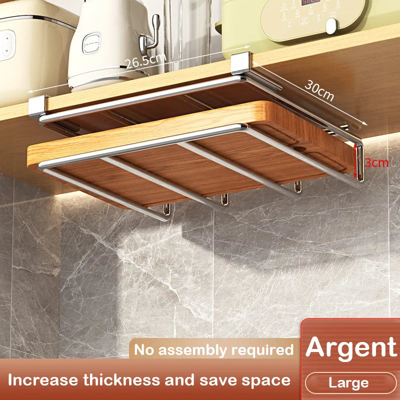 Under Cabinet Metal Organizer Rack with Hooks for Kitchen or Closet
