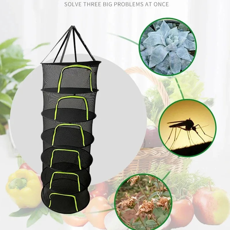Foldable Hanging Mesh Herb & Vegetable Drying Rack, 2–8 Tier
