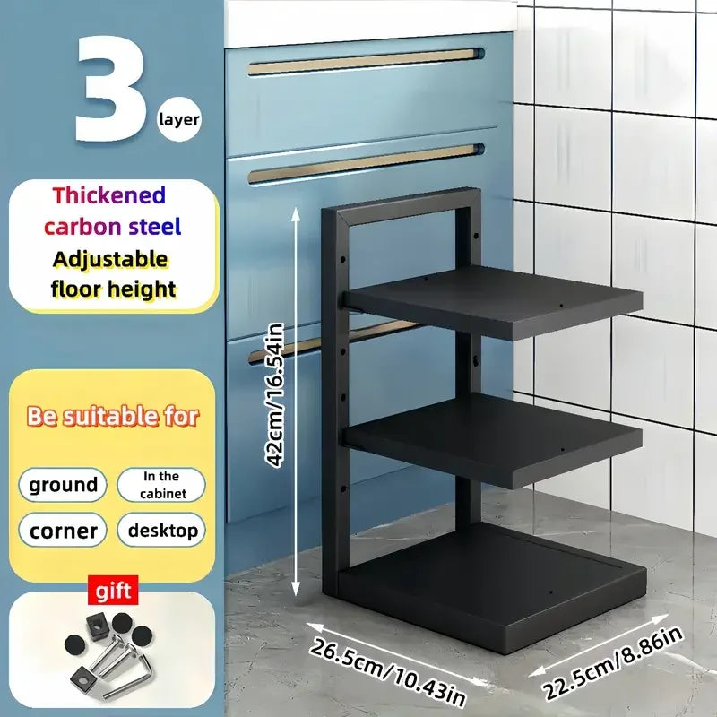 Adjustable Steel Pot and Pan Rack for Cabinets or Countertops