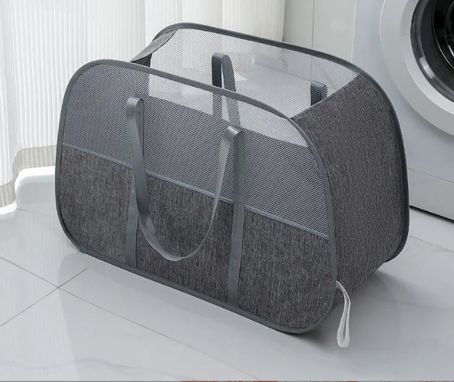 Foldable Mesh Pop-Up Laundry Basket for Bedroom or Dorm