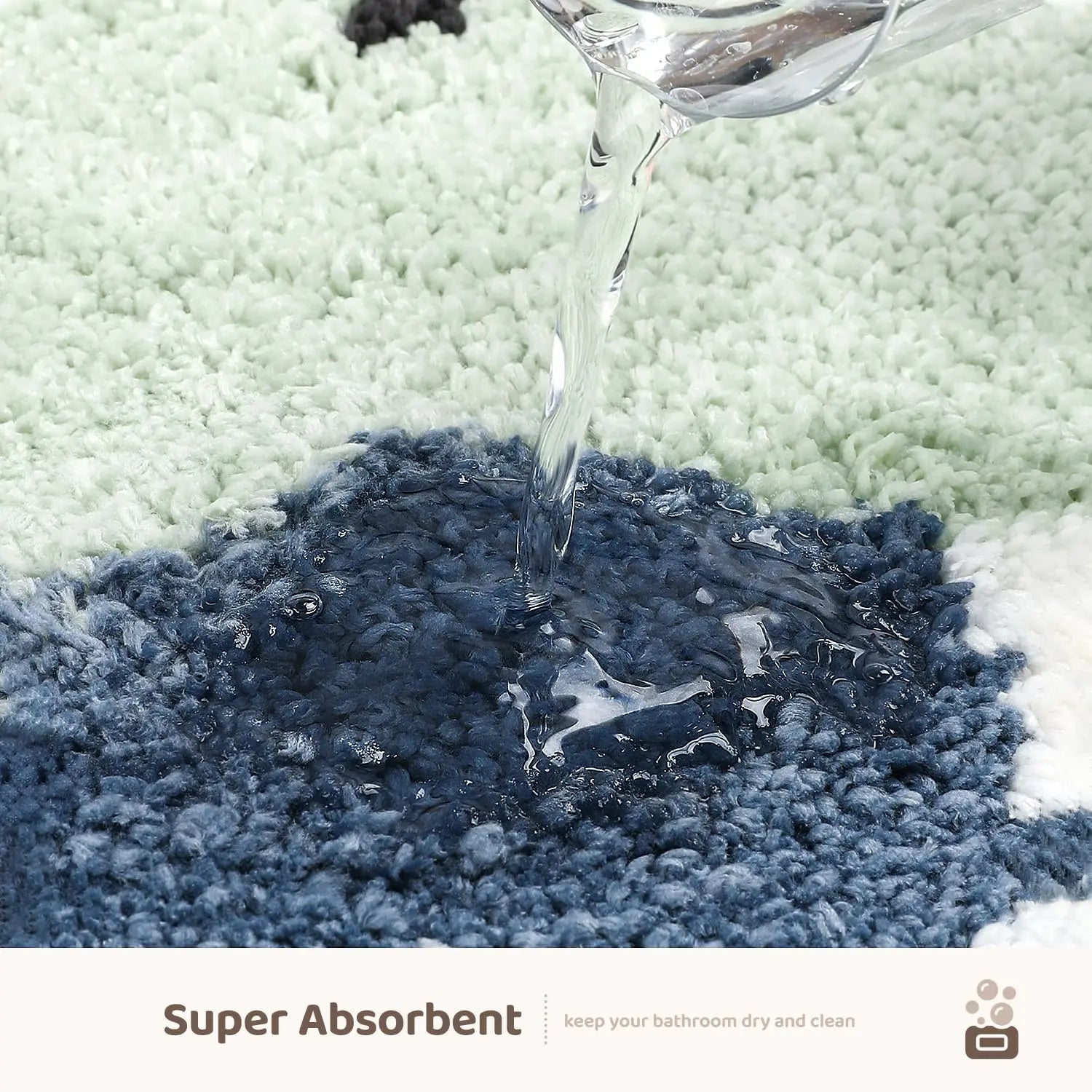 pouring water onto absorbent animal bath rug surface