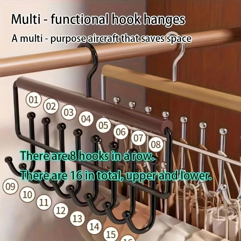 Wall-Mounted Metal Multi-Hook Hanger for Closet Hats, Scarves, and Bags